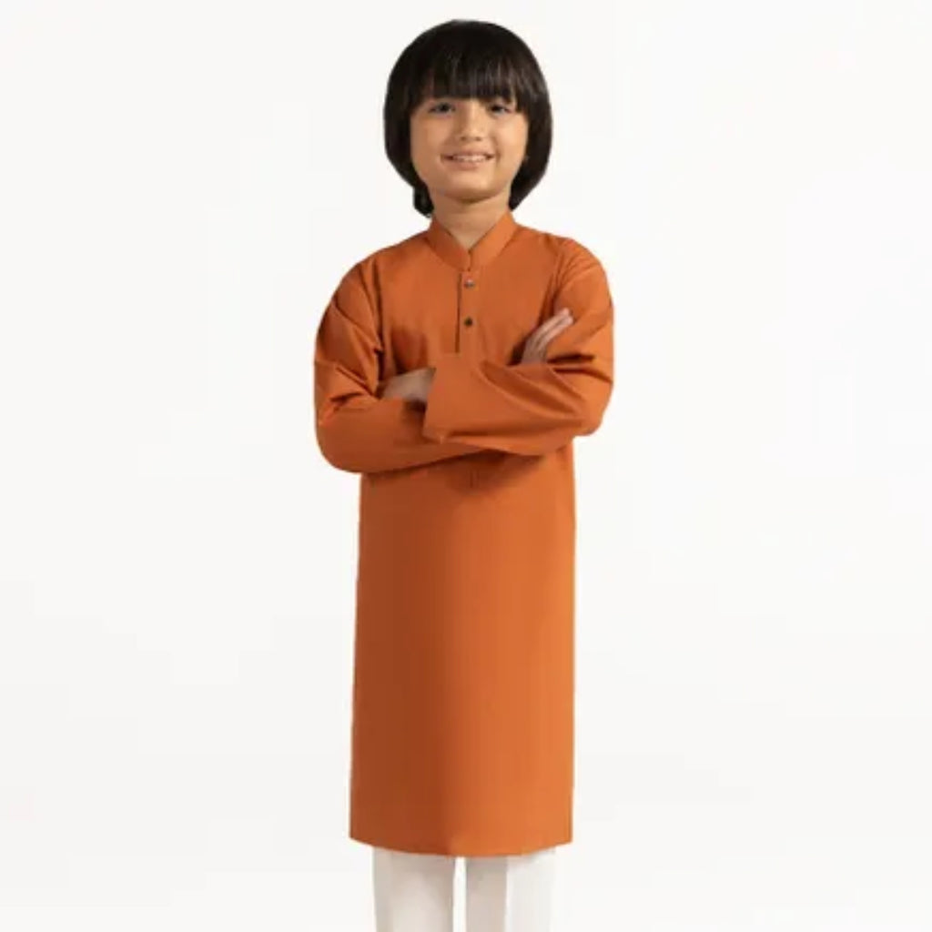 ORANGE COTTON CASUAL KURTA