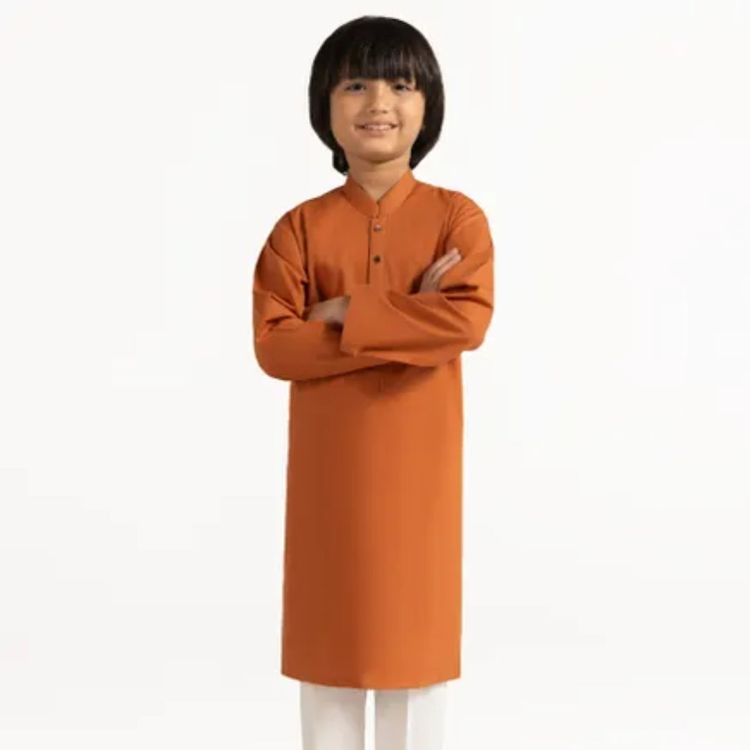 ORANGE COTTON CASUAL KURTA